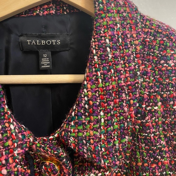 Multicoloured warm blazer with gold buttons - Picture 2 of 4